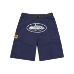corteiz alcatraz cargo shorts navy